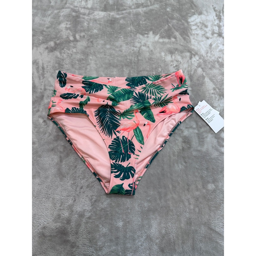 Old Navy Bikini Bottoms Womens Size Medium Pink Flamingos Swim Tan New With Tags